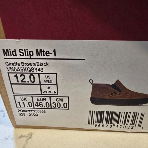Vans Giraffe Mid Slip MTE-1 Shoes Brown / Black Mens Size 12 NEW VN0A5KQSY49 - Picture 9 of 12